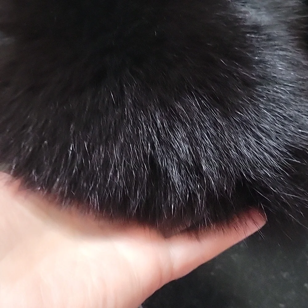 Black Fox Genuine Fur Detachable Jacket Coat Button Collar 23